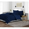 thumbnail image 2 of CCNY 100% Microfiber Duvet Cover with 2 Matching Pillowcases Oversized King Size Multi Ruffle Pattern, Zipper Closure, Corner Ties (Navy Blue), 2 of 7