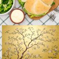 thumbnail image 3 of Amarainy Golden Plum Blossom Tree Design Linen Table Mats Set of 4 for Home Kitchen Table Decor 12x18 inch, 3 of 5