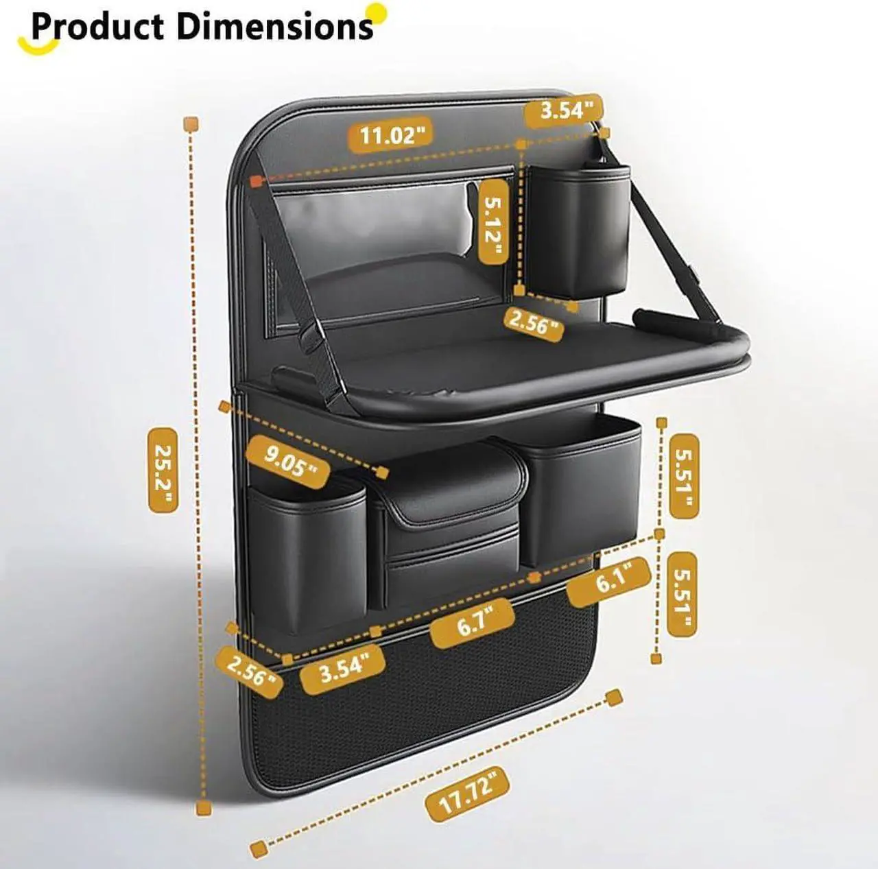 Car Backseat Storage Bag with Foldable Table Tray,Large Capacity Seat Back Organizer,Car Kick Mat with Touch Screen Phone Holder,Multifunctional Backseat Protector Cover Pad