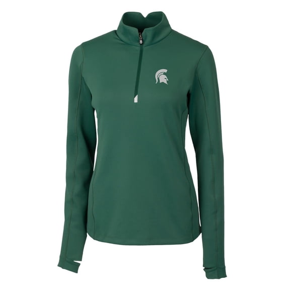 Women's Cutter & Buck Green Michigan State Spartans Traverse Half-Zip Pullover Jacket