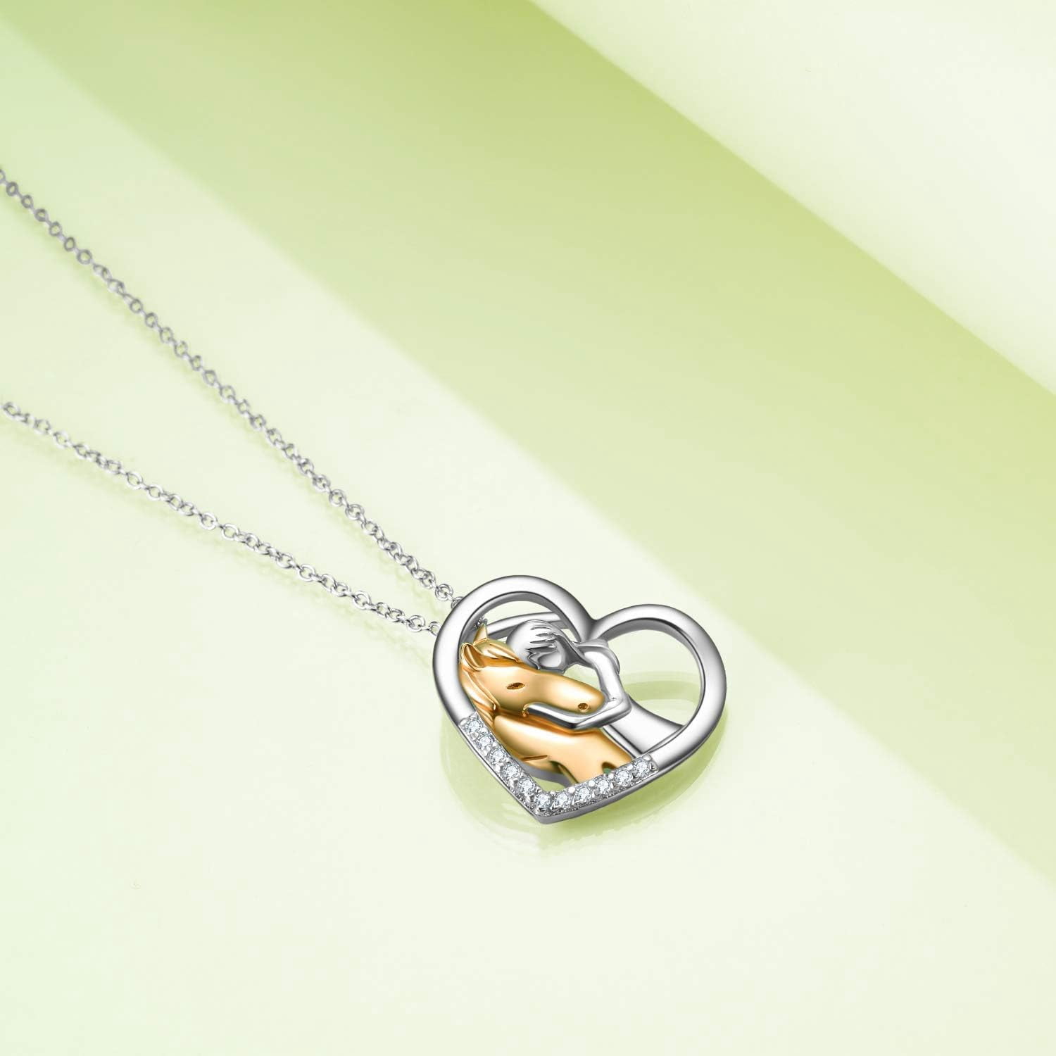 YAFEINI Horse Pendant Necklace Jewelry 925 Sterling Silver Women Embrace Horse Gift For Women