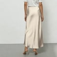 thumbnail image 4 of Skirts for Women High Waist Hidden Elasticized Waistband Skirt Elegant Midi Skirt Satin Flared Casual A Line Skirts Beige L, 4 of 4