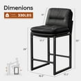 thumbnail image 2 of HomeZeer Bar Stools Set of 2, 26" Modern Square Seat &nbsp;PU Leather Low Back Counter Height, Upholstered Kitchen Island Stools for Dining & Bar, Black, 2 of 9