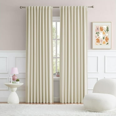 Back Tab Curtains 96 Inches Long Cream Beige for Living Room Cottage Urban Decor Blackout Draperies for Bedroom Thermal Insulated Track Curtains 2 Pcs,52W x 96L, 8 FT Tall, Beige Colored
