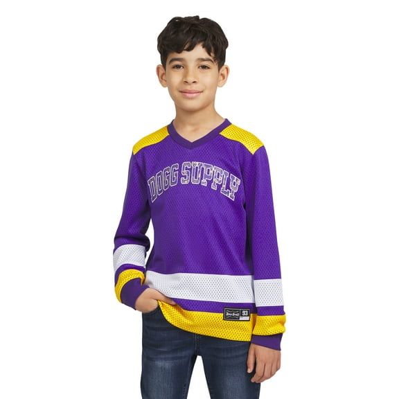 Dogg Supply by Snoop Dogg Boys' Long Sleeve V-Neck Mesh Hockey Jersey, Sizes 4-18