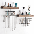 thumbnail image 1 of Hanging Wall Mounted Jewelry Organizer With Rustic Wood Jewelry Holder Display For Necklaces, 1 of 5