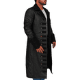 thumbnail image 2 of Black Long Leather Coat Mens Long Coat For Winter Long Black Trench Coat Long Black Leather Jacket Black Leather Coat Mens Long Black Jacket size XXXS, 2 of 5