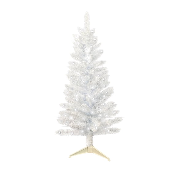Makeatree 3FT White Artificial Mini Christmas Tree with 30 String Lights Small Fake Tabletop Tree Not Pre-Lit, for Home & Office Holiday Décor