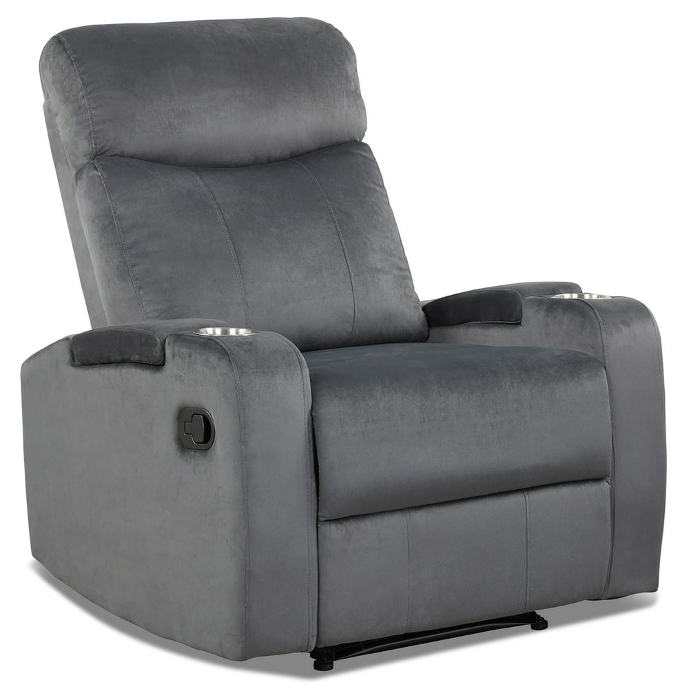 Costway Recliner Chair Single Sofa Lounger with Arm Storage & Cup Holder Grey - Walmart.com 