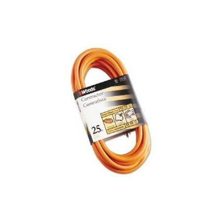 Outdoor Round Vinyl Extension Cord, 12/3 AWG, 25ft, Orange