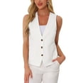thumbnail image 1 of Chaleco sin mangas de lino para mujer INSPIRE CHIC, con cuello en V, verano, color blanco, 1 of 6