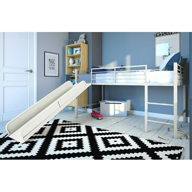 Dhp Junior Loft With Slide White, Twin Loft Bed With Storage And Slide