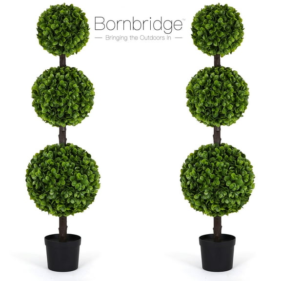 Bornbridge Artificial Jasper Topiary Ball Tree - 4' - Lifelike Indoor/Outdoor Boxwood Plant (1 Pack)