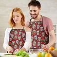 thumbnail image 5 of Red Skull Rose Pattern Apron-Garden Aprons for Women with Pockets-Cotton Linen Waterproof Kitchen Cooking Gardening Aprons Adjustable for Kitchen,Cooking,BBQ and Salon 33x27 Inch, 5 of 7
