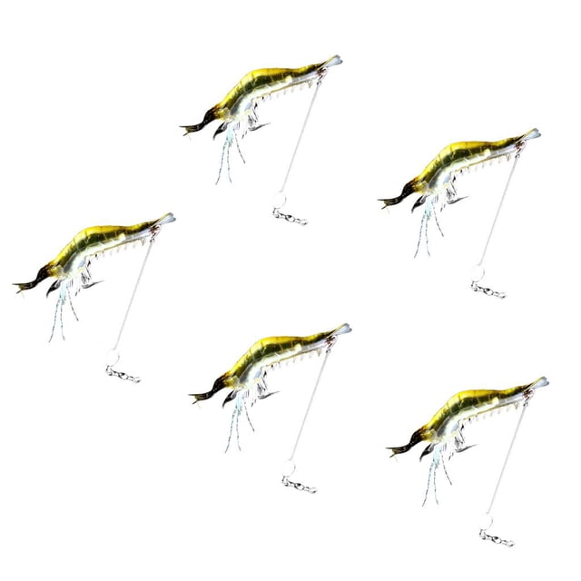 de 5 cebos para camarones, Kit de Señuelos de Pesca, señuelos blandos, cebo de pesca luminoso de plástico con anzuelos, aparejos de pesca de lub