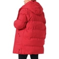thumbnail image 3 of Agnes Orinda Women's Plus Size Hooded Padded Jacket Zip Snap Warm Outerwear Outdoor Winter Mid‑Length Quilted Winter Coat with Pockets 2X Red, 3 of 6