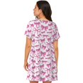 thumbnail image 2 of Bixox Pink bows Pattern Women's Nightgown, Soft & Breathable Sleepwear, Round Neck Knee-Length Pajama Dress,Loungewear for Home & Sleep, 2 of 7