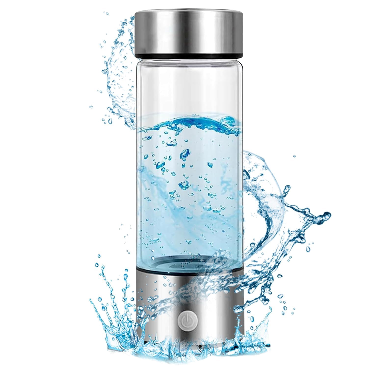 Hydrogen Water Bottle, Portable Hydrogen Water Generator with SPE and Pem Technology, Rechargeable Portable Glass Hydrogen Water Alkaline Generator Bottle