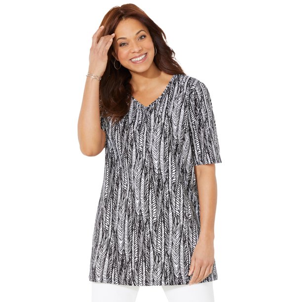 Catherines Women's Plus Size Easy Fit Short Sleeve V-Neck Tunic ...