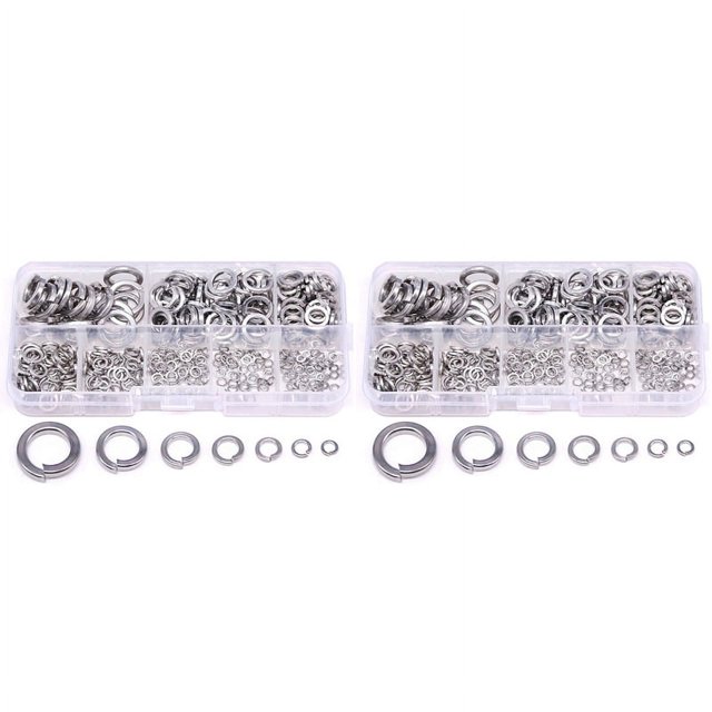 Rondelle à Ressort, Ensemble de Rondelles à Ressort en Acier Inoxydable 304 (820 Pcs, 8 Tailles)