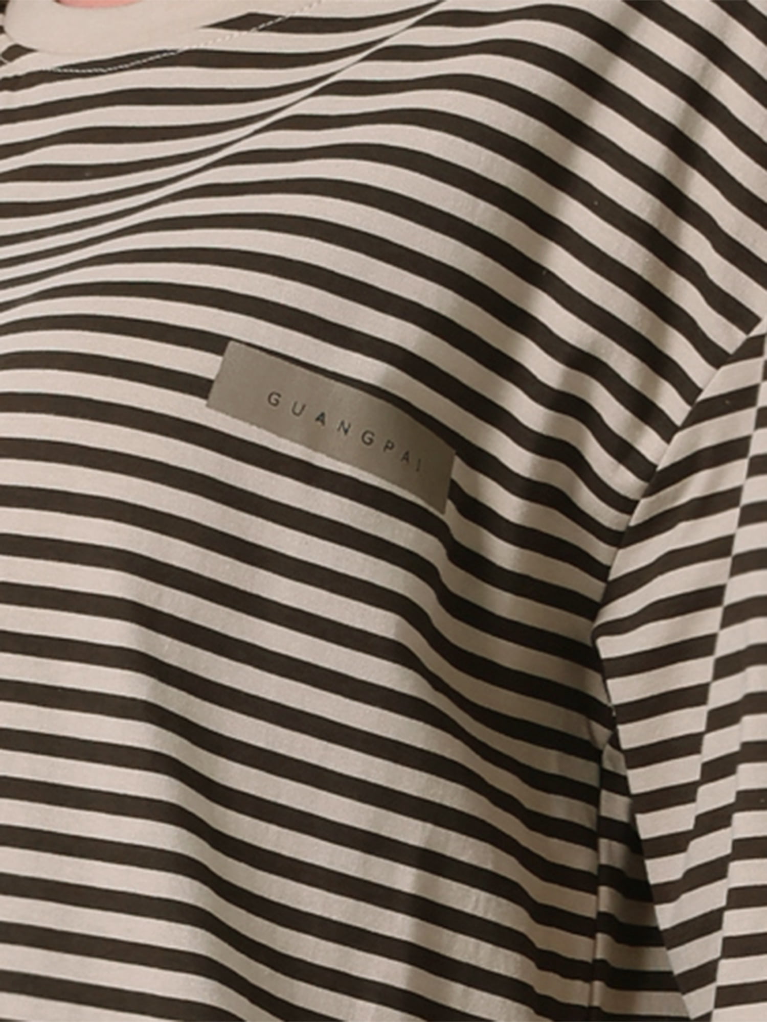 DARING DIVA Women's Cotton Stripe Long Sleeve Nightgown with Built in Bra L Brown