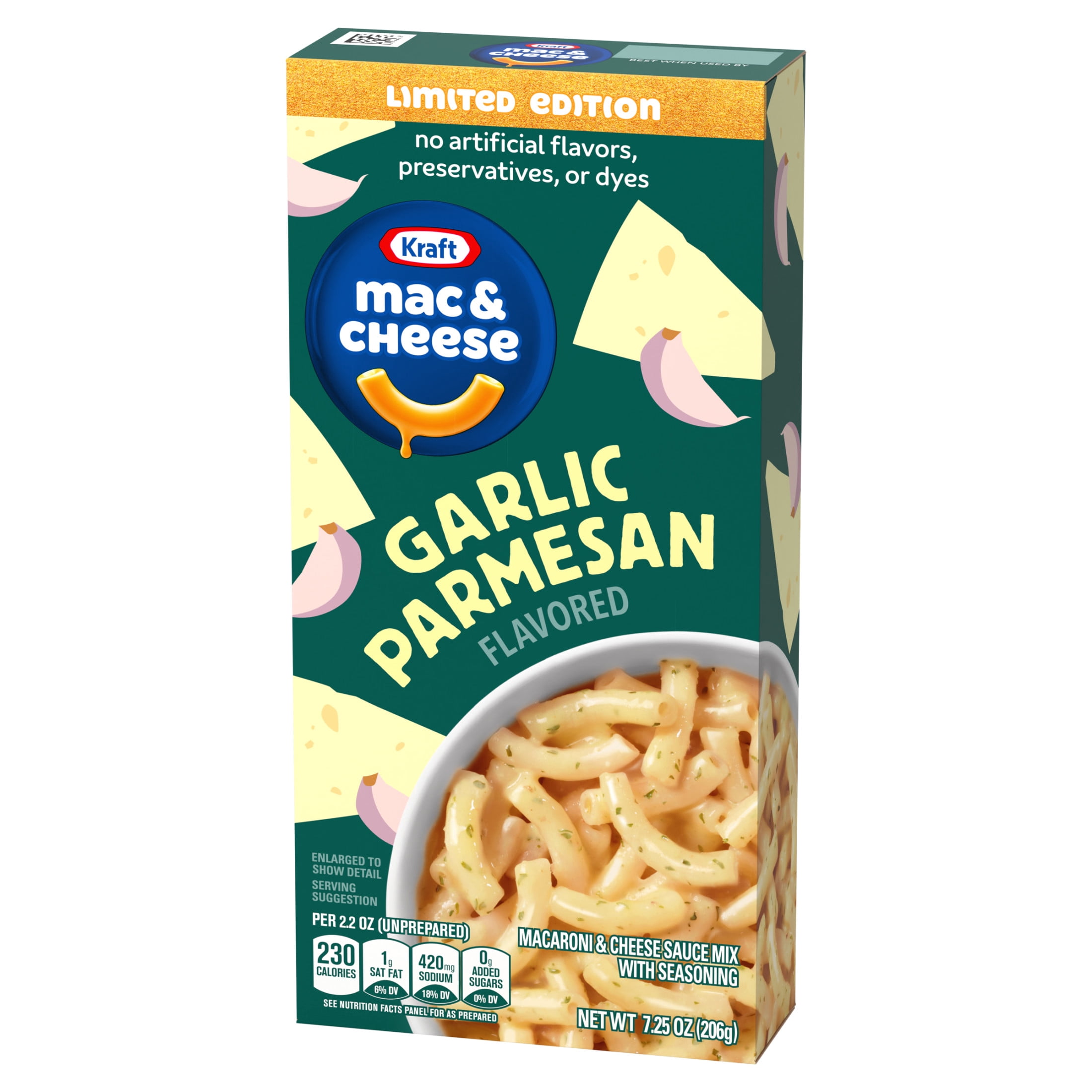 Kraft Garlic Parmesan Flavored Mac & Cheese Macaroni and Cheese Sauce Mix, Dinner Sides, 7.25 oz Box