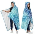 thumbnail image 2 of Wearable Blanket,Blue White Tie Dye Cracked Pattern Hooded Wearable Flannel Blanket for Adults & Teens,Winter Poncho Shawl Wrap Cape Cozy Anti-Pill,50"x60", 2 of 5