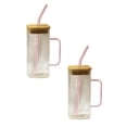 thumbnail image 1 of Oleegame 2PC Glass Bottle Drinking Glasses With Lids And Glass Straw Ideal For Cocktail/ Whiskey/ Gift, 1 of 4
