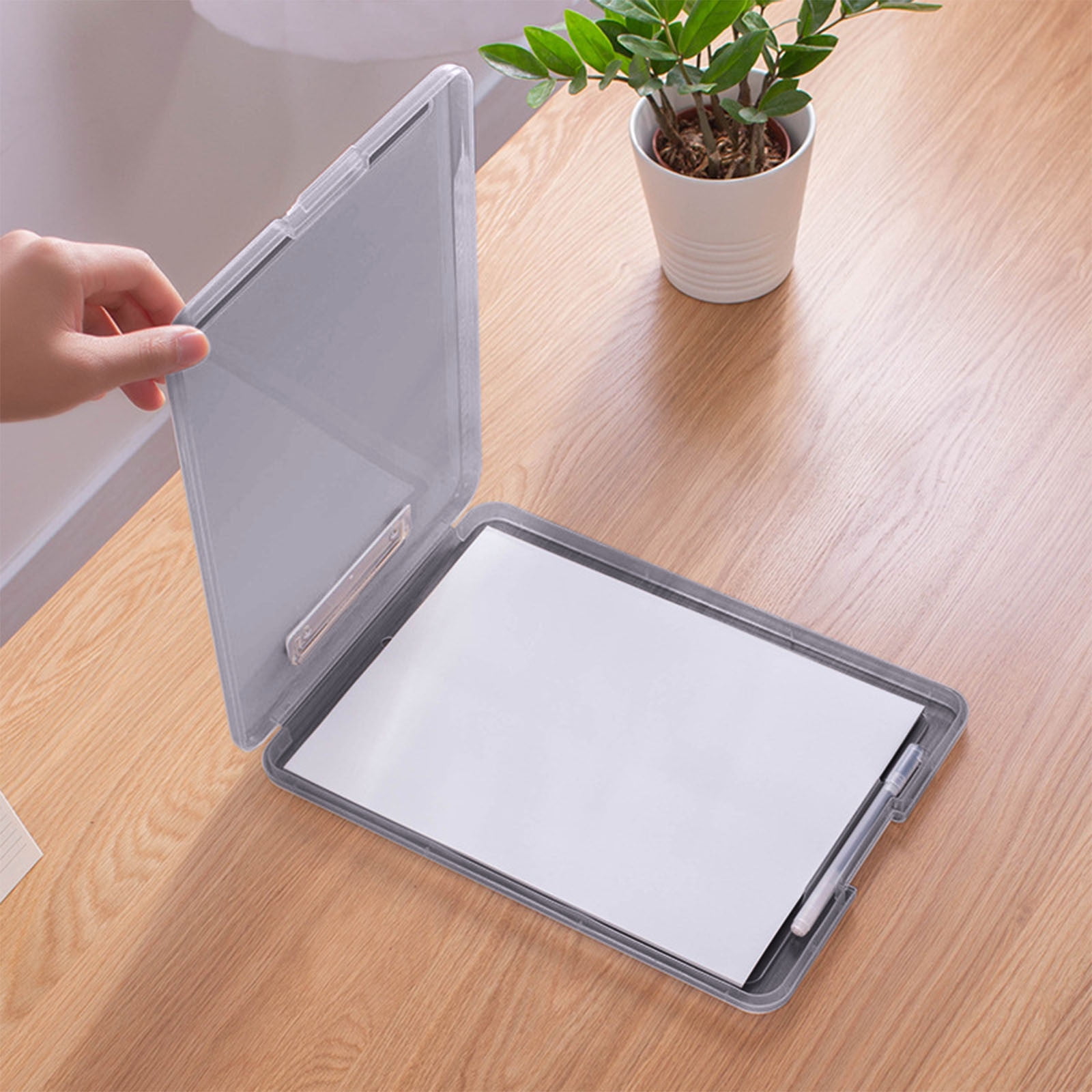 Byujiro A4 Plastic Clipboard Storage Box File Organizer Case with Built-in Clip, Waterproof Document Holder for Office, School, Home & Travel Paper Storage