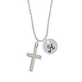 thumbnail image 2 of Delight Jewelry Stainless Steel Psalm 46:10 - Be Still and Know Engraved Cross - Silvertone Script Initial Disc - H - Charm Necklace, 20"+3", 2 of 4