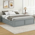 thumbnail image 4 of Harper & Bright Designs Queen Platform Beds with 6 Storage Drawers, Rustic Wood Queen Size Platform Bed Frame without Headboard, Gray, 4 of 10