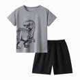 thumbnail image 2 of KPOPLK Toddler Baby Boy Summer Outfit Quick Dry T Shirt Shorts Set Sporty Summer Clothes(7-8 Years,Grey), 2 of 7