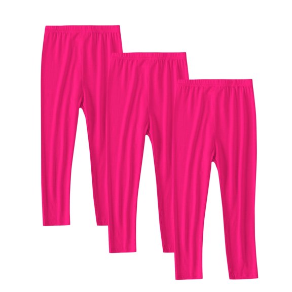 Girls Leggings 3 PCS Soft Full Length Basic Leggings Stretchy Footless Tight Pants Yoga Dance Pants for Kids