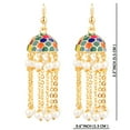 thumbnail image 3 of Efulgenz Indian Jewelry Bollywood Antique Faux Pearl Drop Floral Long Chain Tassel Jhumka Jhumki Hook Dangle Earrings Set, 3 of 4