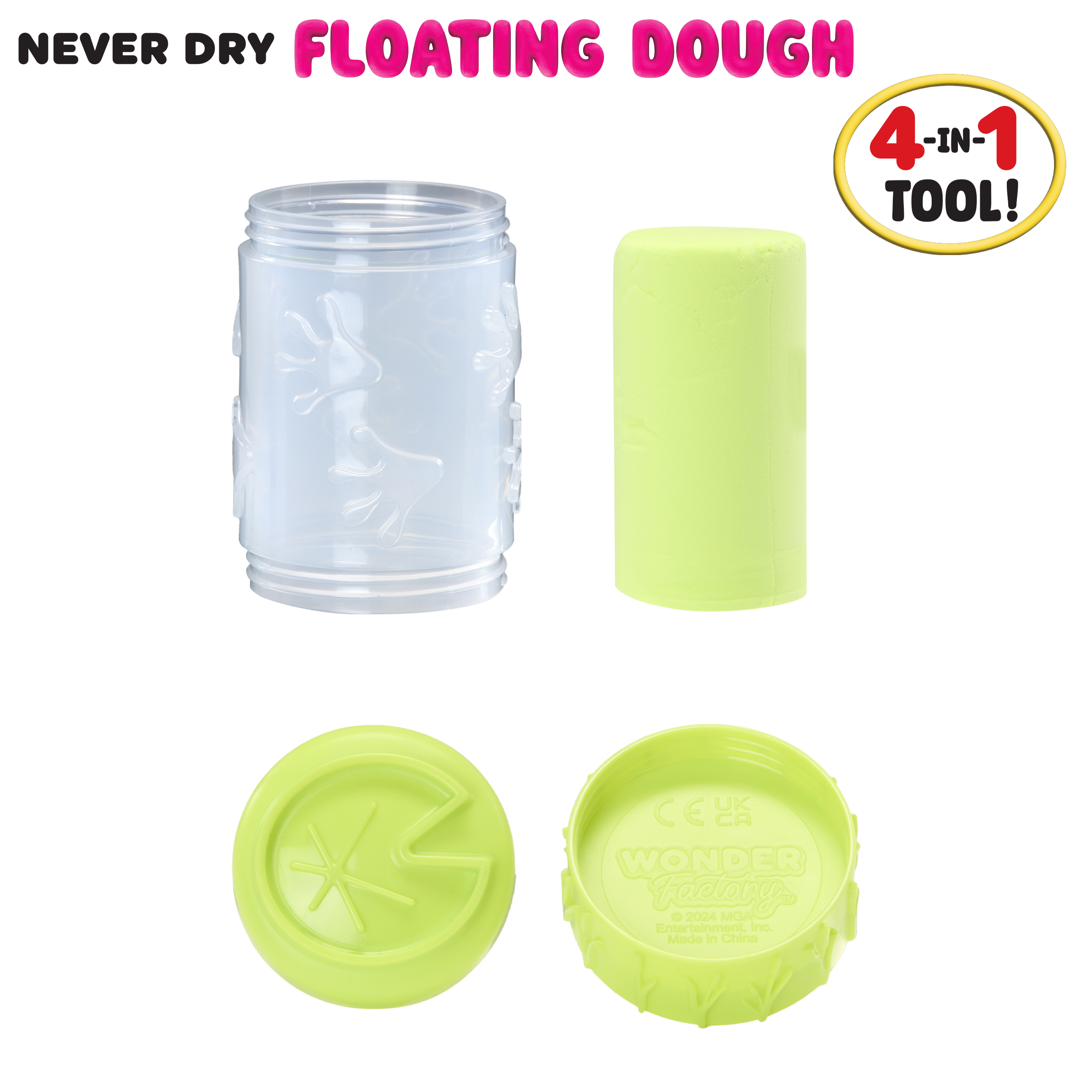 Wonder Factory Never Dry Floating Dough Light Green Single – Never Dries Out, Gluten Free, and Floats in Water