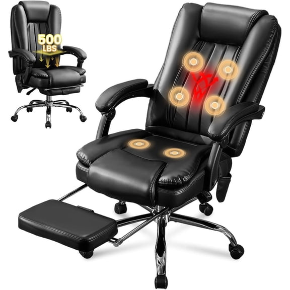 Massage office chair with foot pedal, 500 pound high office chair, suitable for working from home