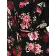 thumbnail image 3 of FashionOutfit Women's Floral Print Deep V-Neck 3/4 Ruffle Sleeve Romper Jumpsuit, 3 of 4