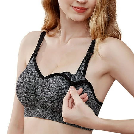 Pavied Nursing Bras Wireless Bras Push Up Bra Women s Breast Feeding Bra Without Steel Ring Up Button Is Soft For Women To Gather Bra Seamless Bras Womens Bras Gray 1 S
