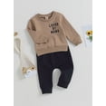 thumbnail image 3 of Infant Toddler Baby Boys Fall Clothes Loved By Mama Long Sleeve Pullovers and Drawstring Pants 2PCS Outfits Sets, 3 of 9