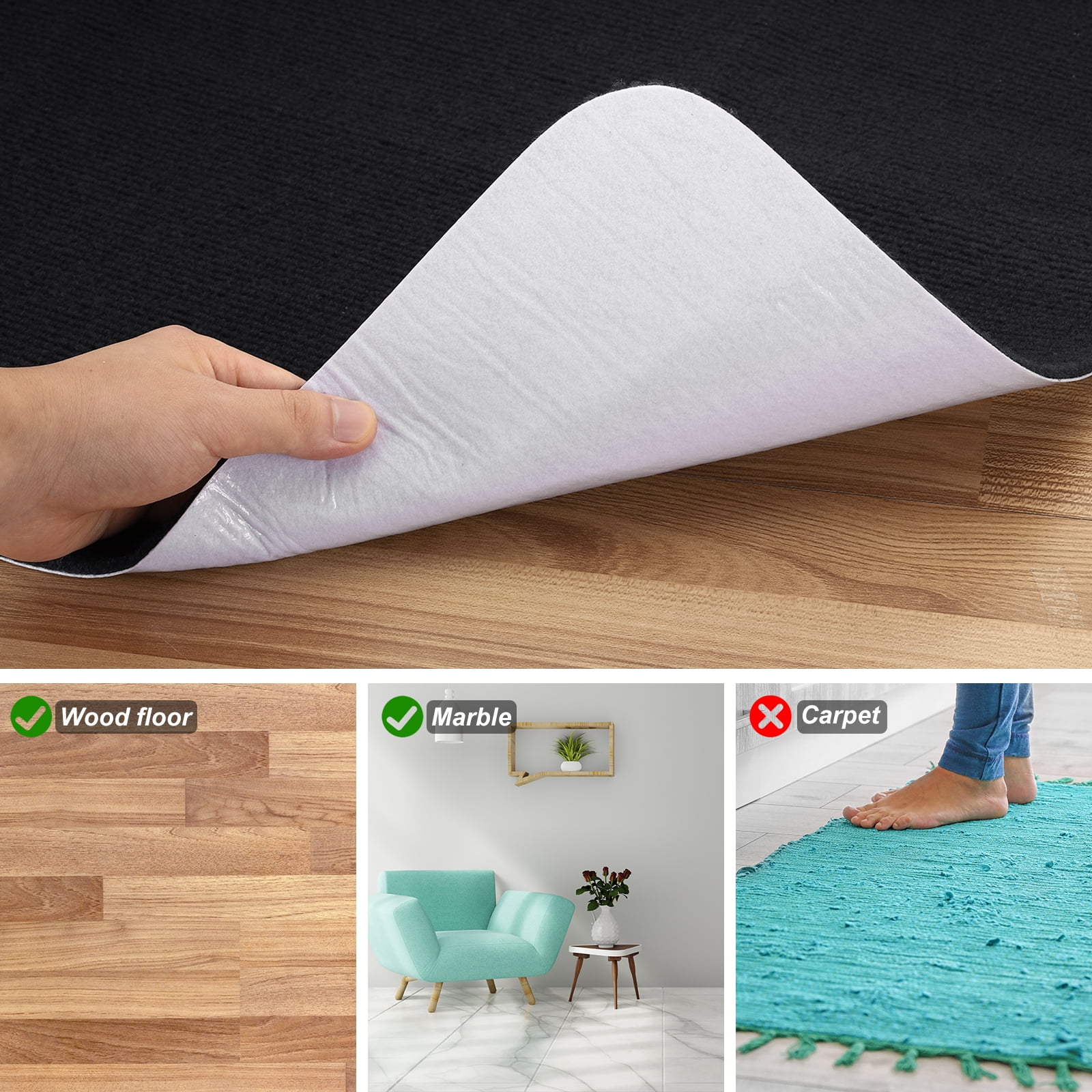 Unique Bargains 55" x 35" Office Chair Mat for Floors Multi-Purpose Desk Mat Black