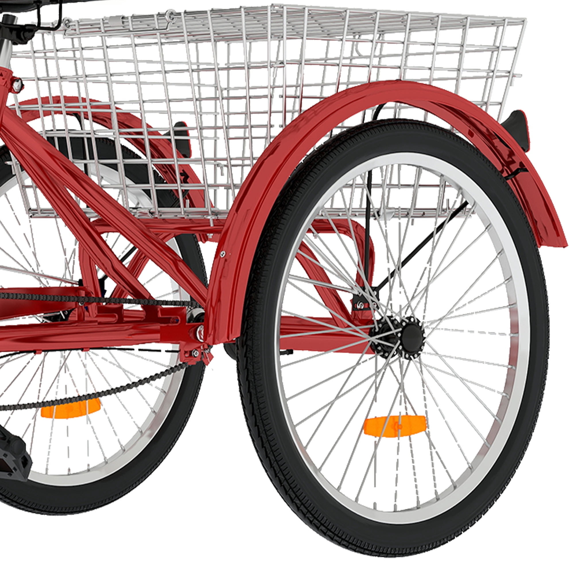 Uforic Adult Tricycle 24 Inch Single Speed Cruiser Trike with Seat Backrest