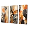 thumbnail image 3 of Designart "Terracotta Toned Foliage Funky Vibes II" Abstract Botanicals Wall Art Set Of 3 - Modern Yellow Canvas Set For Living Room Decor, 3 of 6