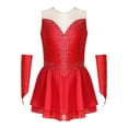 thumbnail image 3 of Alvivi Girls Ice Figure Skating Dress Ballet Dance Competition Gymnastics Skirt Leotard with Gloves Red 12, 3 of 7