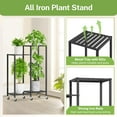 thumbnail image 4 of 4 Tier Plant Stand Indoor with Wheels, Metal Tiered Corner Flower Holder Shelf Outdoor for Large Pots, Tall Rolling Rack for Patio Porch Garden Balcony Living Room, Modern Black, 4 of 7