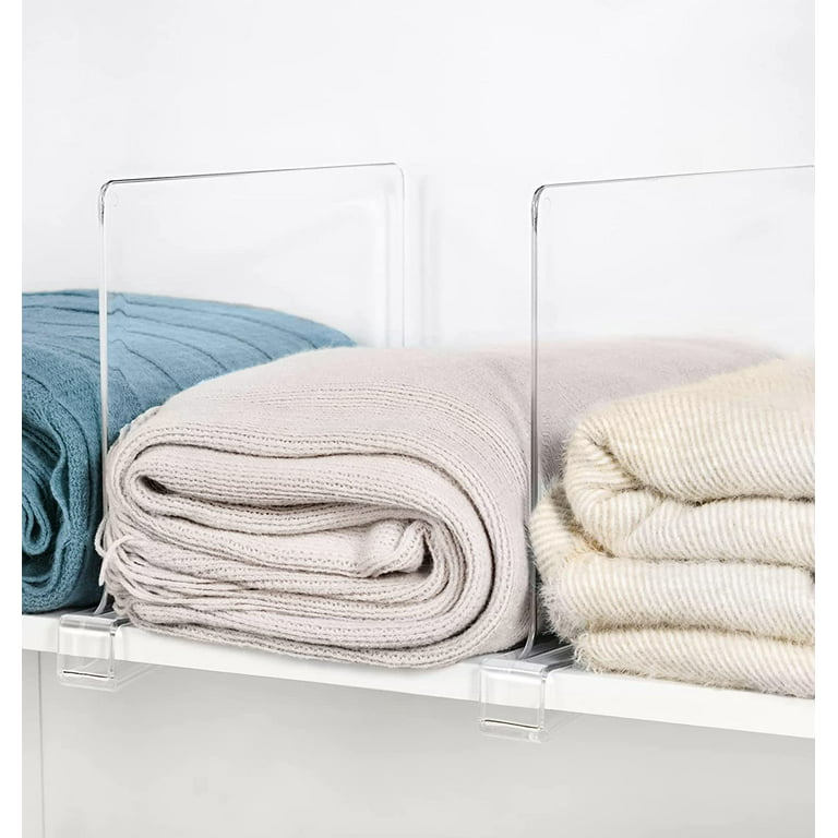Richards Homewares Acrylic Shelf dividers 6 Pack- Closet Organizer and  Storage for Purses, Sweaters, Clothes or Books - Clear Separators for  Bedroom