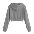 thumbnail image 4 of YTCAMLO Button Down Cropped Hoodies for Women Athletic Long Sleeve Sweatshirts with Kangaroo Pocket Drawstring Casual Fall Jackets, 4 of 8