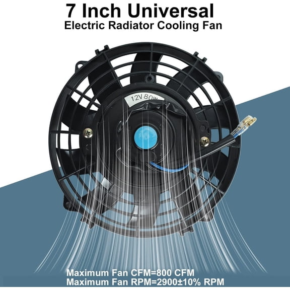 7" inch Universal Slim Fan Push Pull Electric Radiator Cooling Fans 12V Mount Kit Black