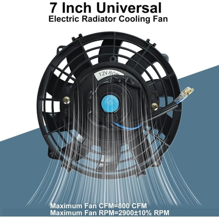 7" inch Universal Slim Fan Push Pull Electric Radiator Cooling Fans 12V Mount Kit Black
