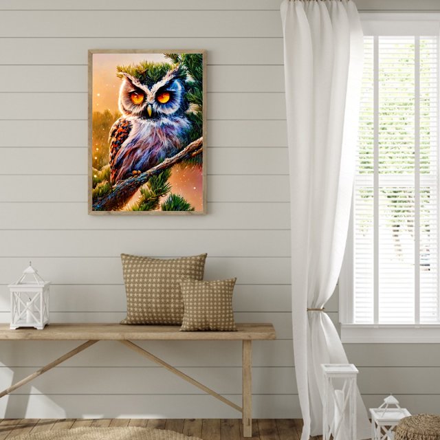 Cuadros Decorativos 5D bricolaje ronda completa taladro diamante pintura búho Kit hogar decoración artesanal (sz3471) Wdftyju embutido en tela
