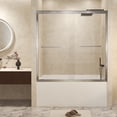 thumbnail image 2 of Sesslife 56-60" W × 60" H Shower Door with Explosion Proof Film, 1/4" Tub Door with Tempered Glass and Stainless Steel Handles, Semi-Frame Double Sliding Shower Door, SCGG Certified, Brushed Nickel, 2 of 8